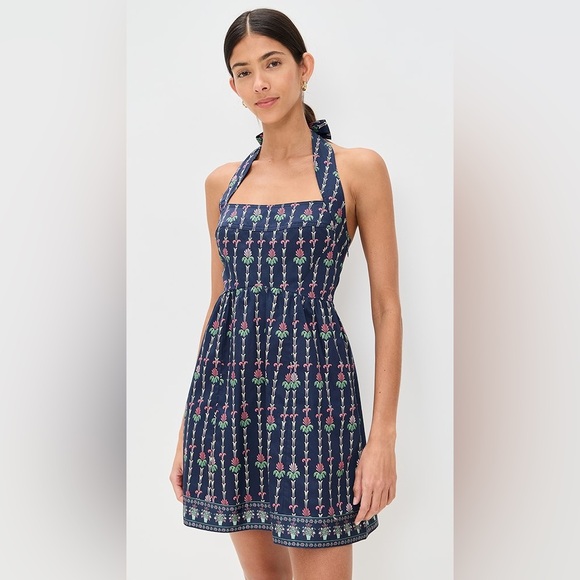 Hill House Dresses & Skirts - Hill House The Fleur Mini Dress - Small - Navy Blue Trailing Fern Floral halter